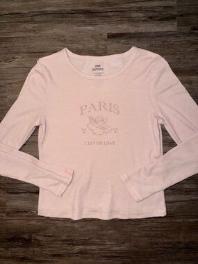 Pink Republic Light Pink 'Paris' Graphic Waffle Knit Top